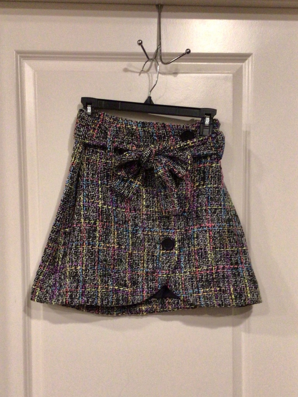 NWT ASOS Multicolor Tweed High Waisted Mini Skirt with Waist Tie